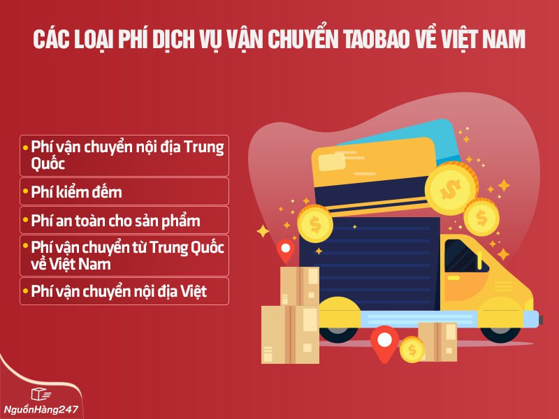 Các loại phí dịch vụ vận chuyển taobao về Việt Nam