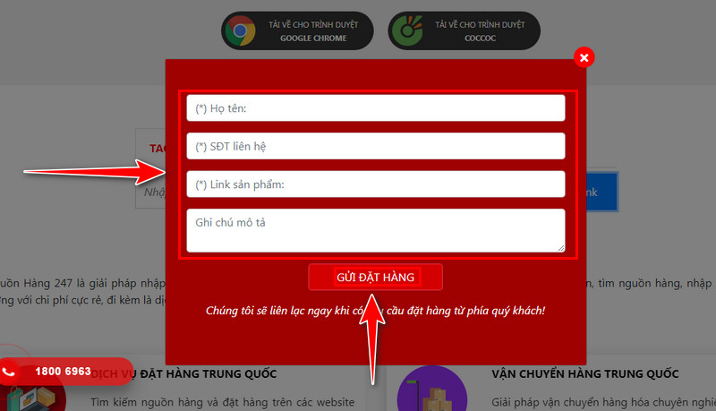 Điền thông tin đầy đủ vào từng ô