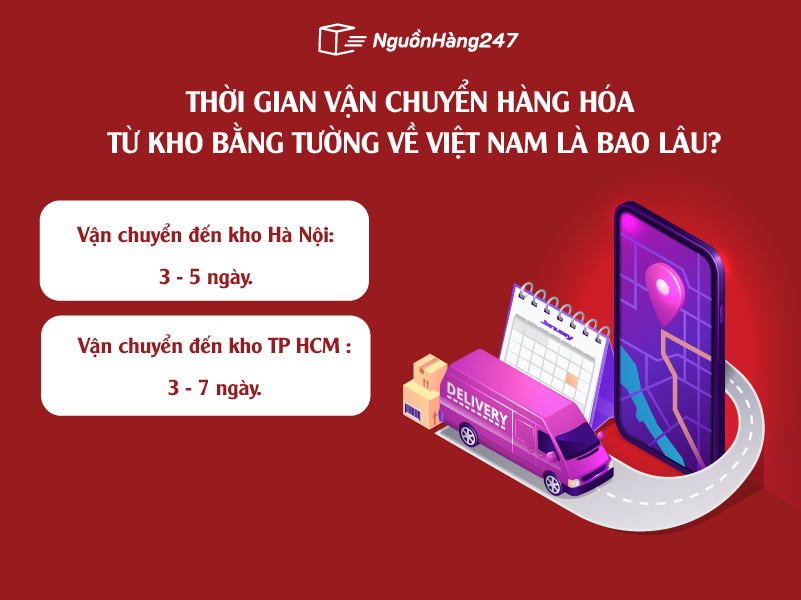Thời gian vận chuyển hàng hóa từ kho Bằng Tường về Việt Nam là bao lâu?