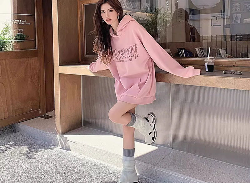 Áo hoodie nữ dáng dài