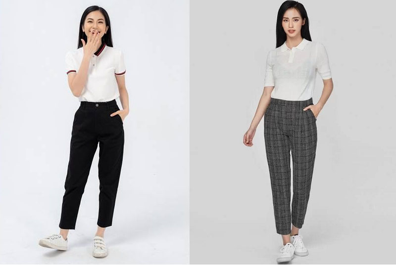 Phối áo polo với quần baggy