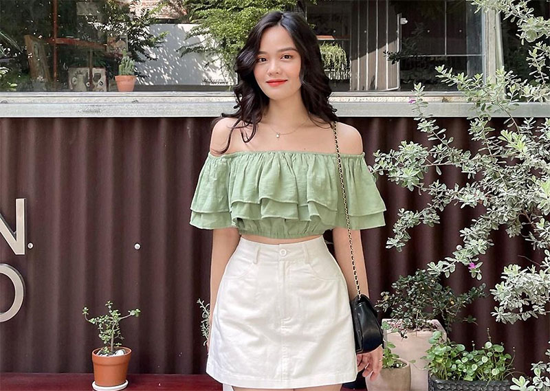 Áo trễ vai croptop