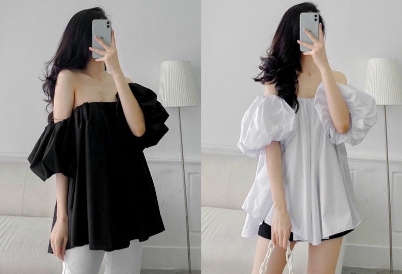Áo trễ vai tay bồng