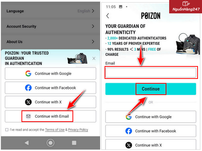 Nhập mã code, password vào ô tương ứng