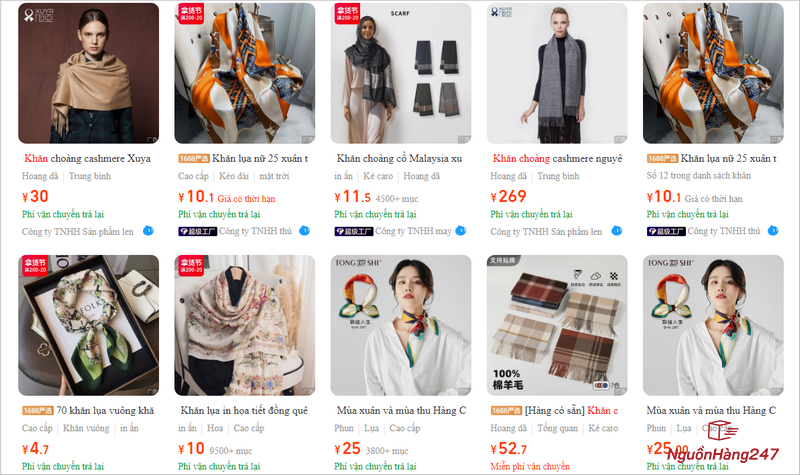 Link shop khăn quàng cổ nữ giá rẻ Trung Quốc uy tín nên mua
