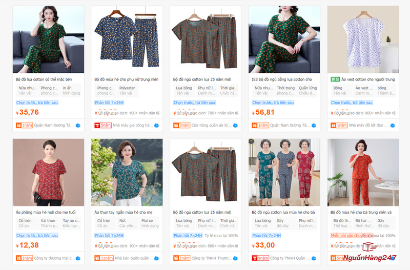 Các link shop nhập đồ bộ trung niên giá rẻ Trung Quốc uy tín trên 1688, Taobao…