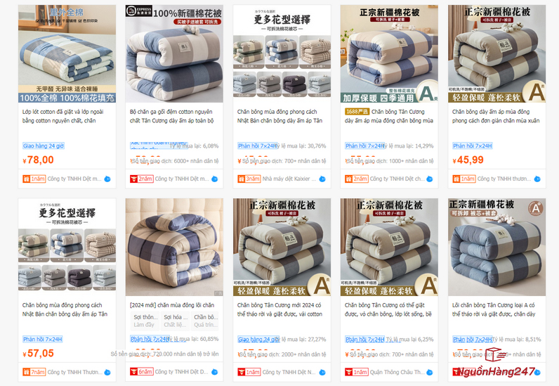 Nguồn nhập chăn bông Trung Quốc chất lượng, giá rẻ tận gốc ở đâu?