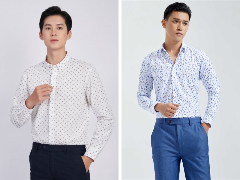 Mẫu áo sơ mi họa tiết chấm bi