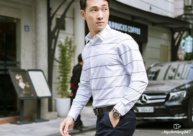 Áo sơ mi nam kẻ ngang