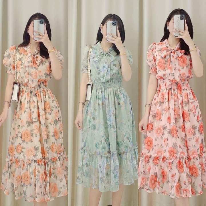 Đầm voan Trung Quốc dáng dài