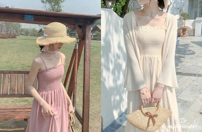 Đầm voan hai dây