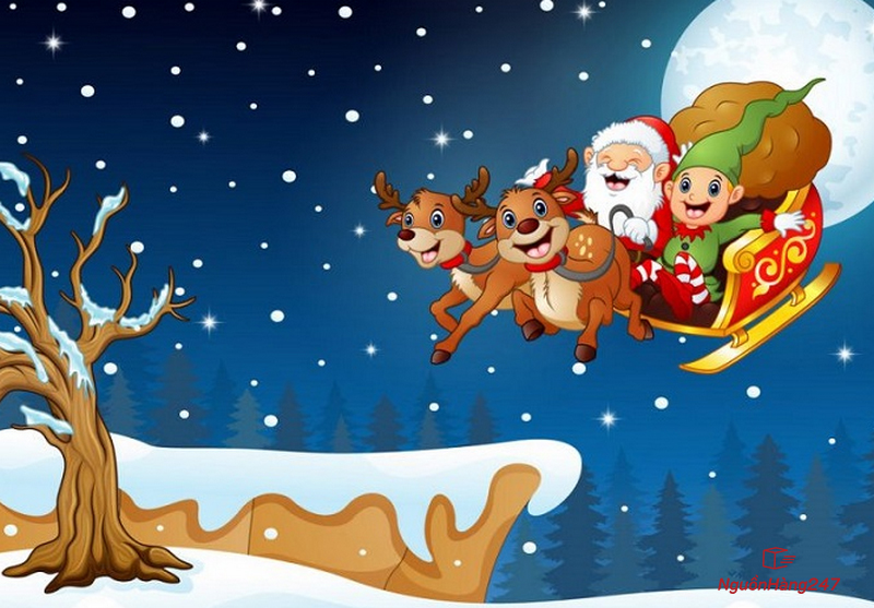 Hình ông già Noel và những chú tuần lộc