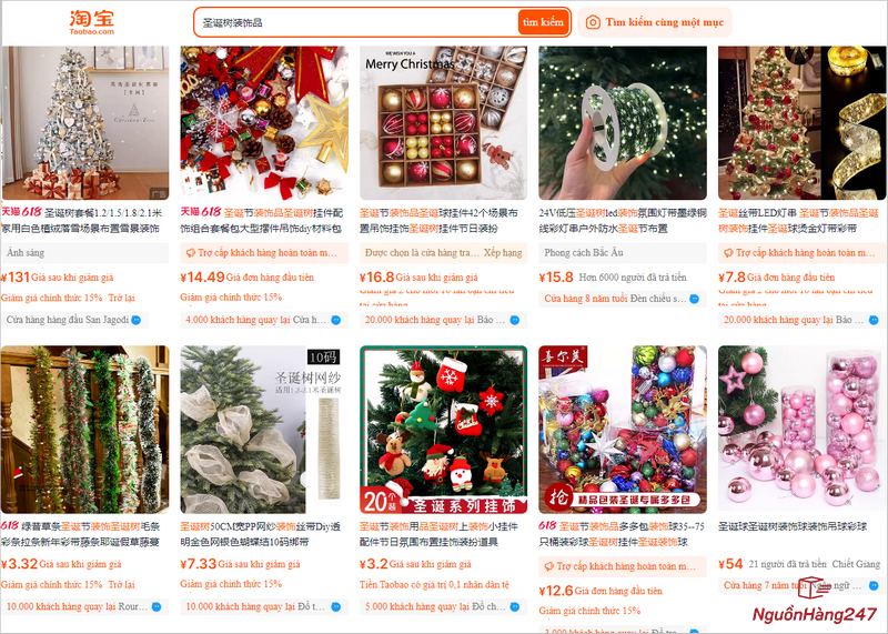 Các link nhập đồ trang trí cây thông Noel nội địa Trung Quốc giá rẻ, chất lượng