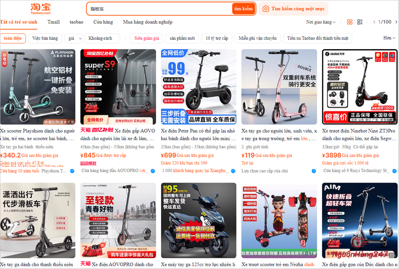 Cách nhập xe trượt Scooter nội địa Trung Quốc giá rẻ tận gốc và nhanh chóng