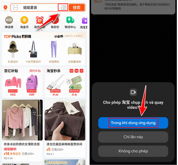 Click vào biểu tượng máy ảnh