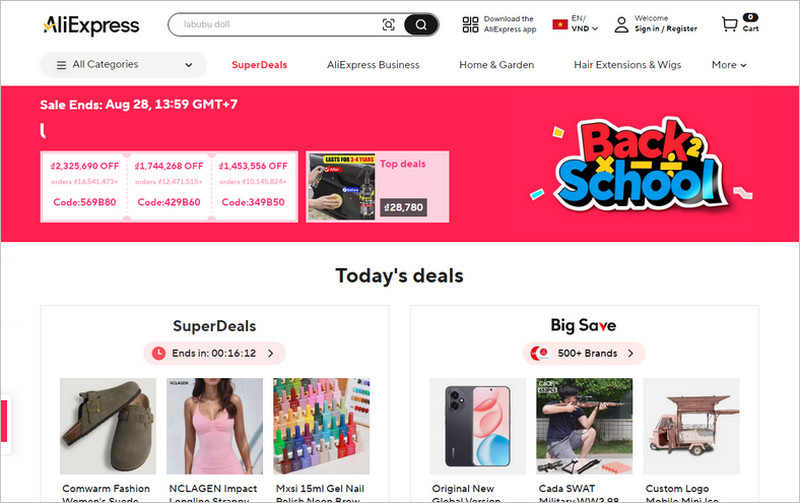 AliExpress bán hàng quốc tế, giao diện thân thiện