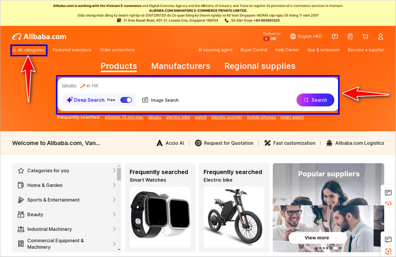 Tìm kiếm sản phẩm theo từ khóa hoặc danh mục sản phẩm