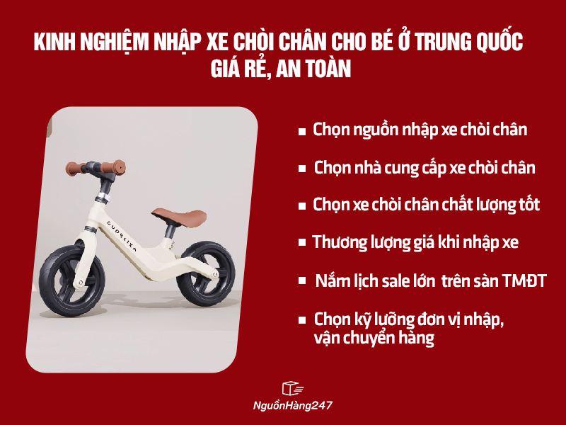Kinh nghiệm nhập xe chòi chân cho bé Trung Quốc giá rẻ, an toàn