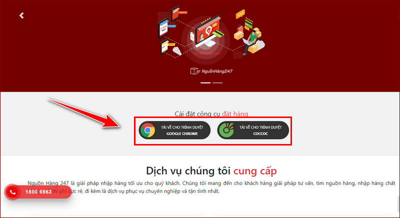 Cài đặt công cụ đặt hàng
