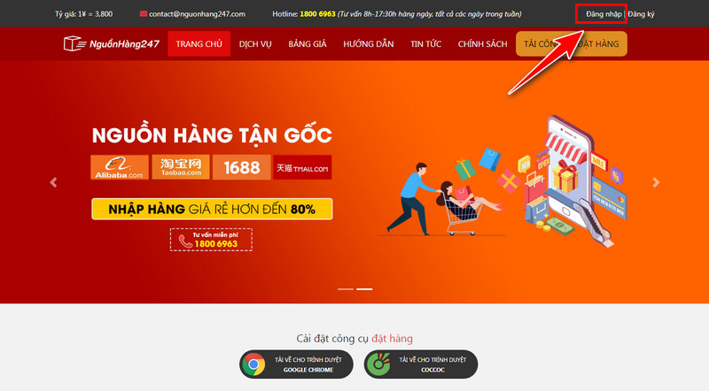 Nhấn đăng nhập