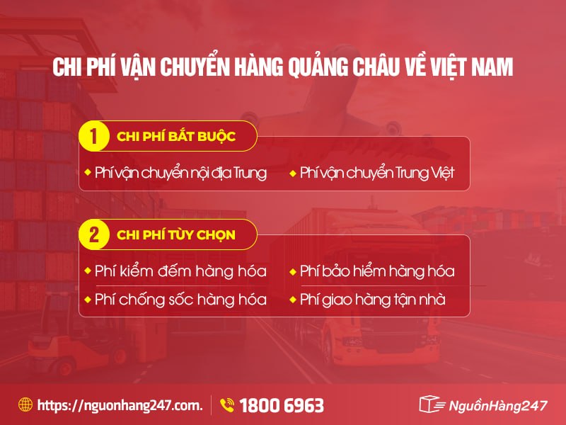 Các khoản phí khi vận chuyển hàng Quảng Châu về Việt Nam