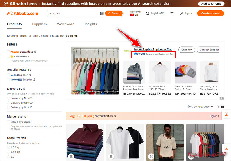 Shop có chứng nhận “Verified Supplier”
