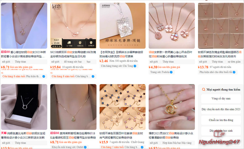 Nguồn shop order dây chuyền Taobao uy tín