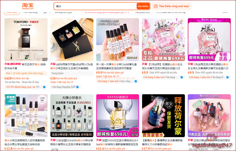 Nguồn nhập nước hoa Replica 1:1 giá rẻ, uy tín trên Taobao, Tmall, 1688...
