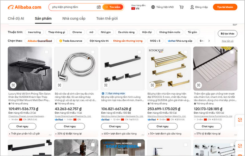 Tìm nguồn hàng trên Alibaba 