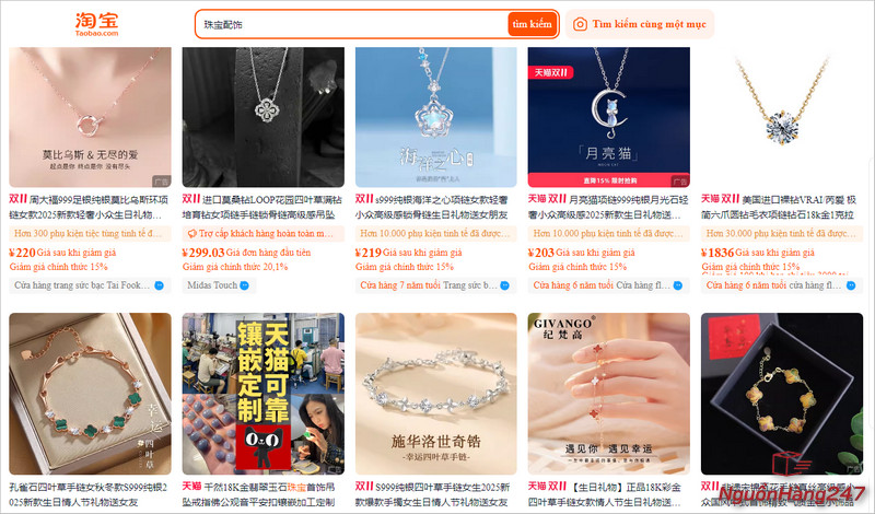 Gợi ý các shop order phụ kiện trang sức taobao 