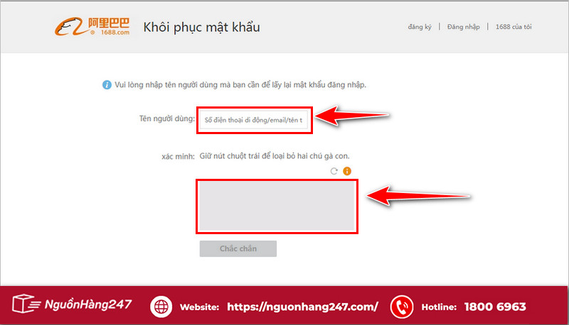 Nhập tên người dùng 