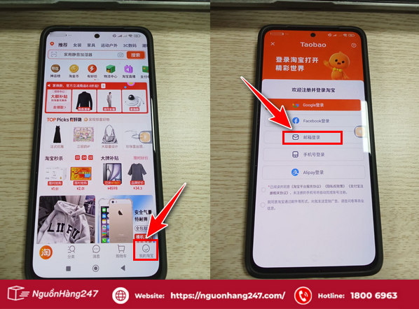 Mở app Taobao