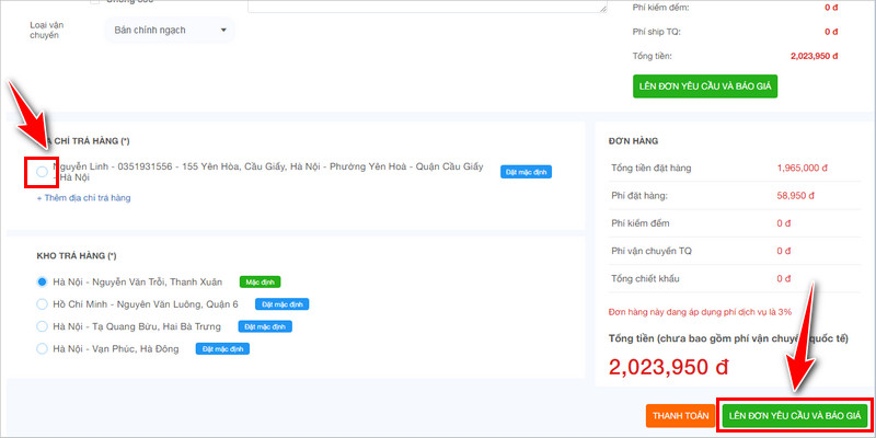 Hoàn tất việc mua hàng 1688