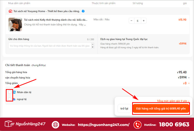 Tiến hành thanh toán 