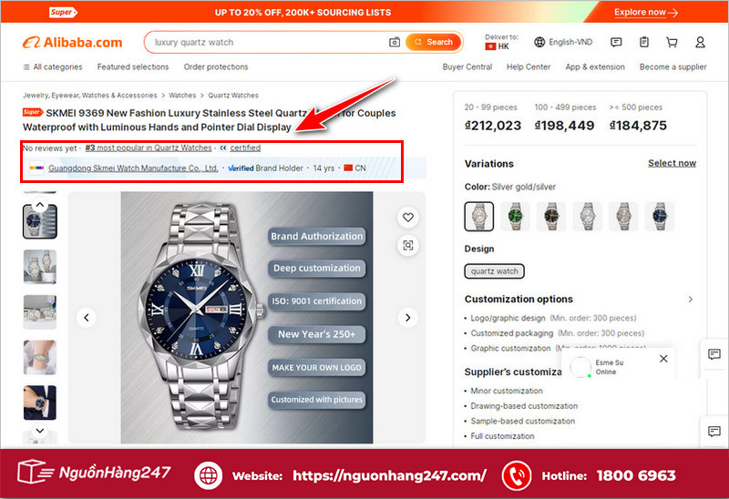 nhà cung cấp trên Alibaba