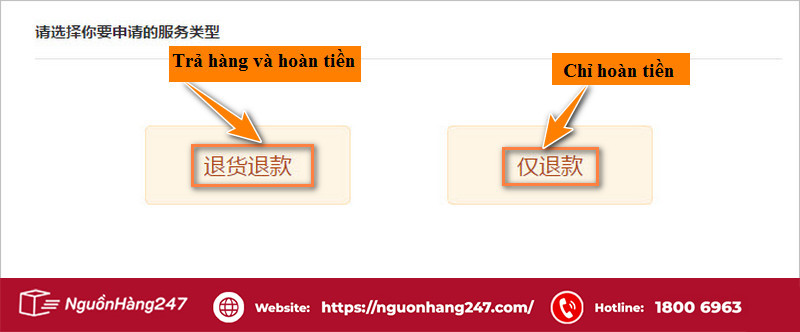 Chọn Trả lại hay chỉ hoàn tiền