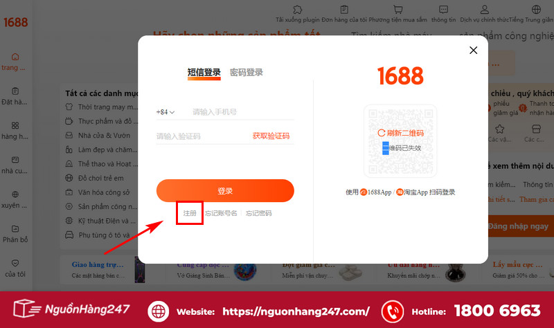 Chọn chữ Đăng ký tài khoản