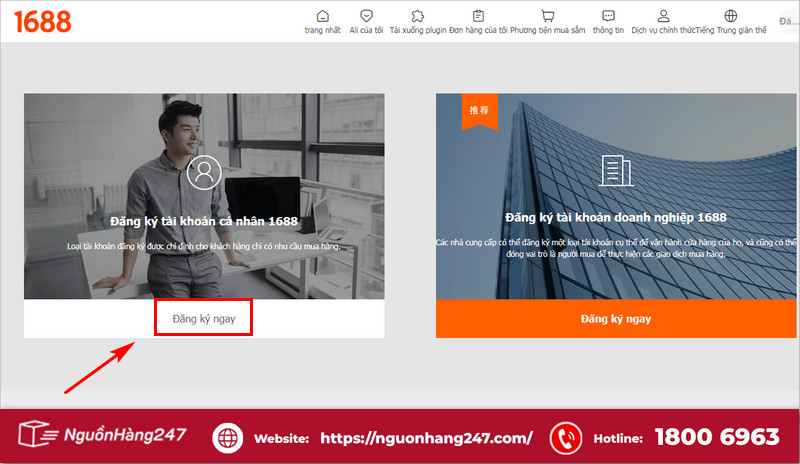 Chọn Đăng ký ngay