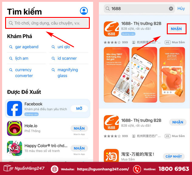 Cài đặt app 1688