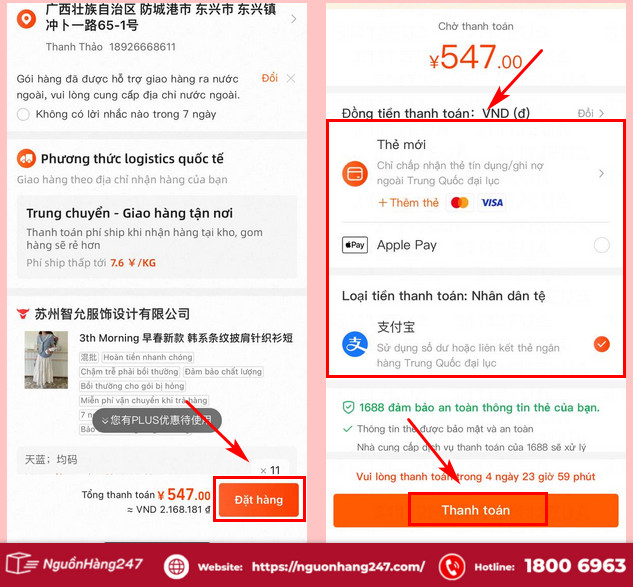 Thanh toán đơn hàng