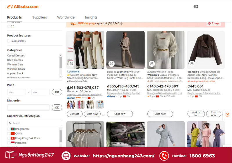 Gợi ý các nguồn nhập sỉ quần áo trên Alibaba