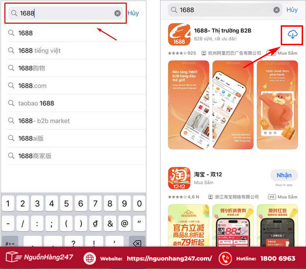 Cài đặt app 1688