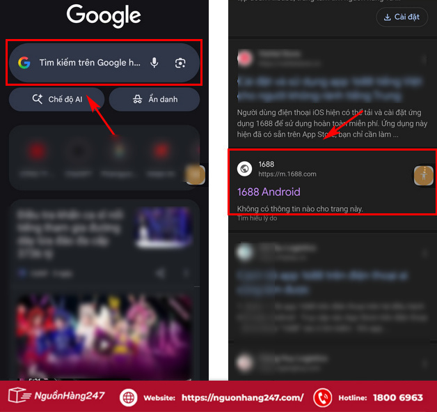 Gõ từ khóa app 1688