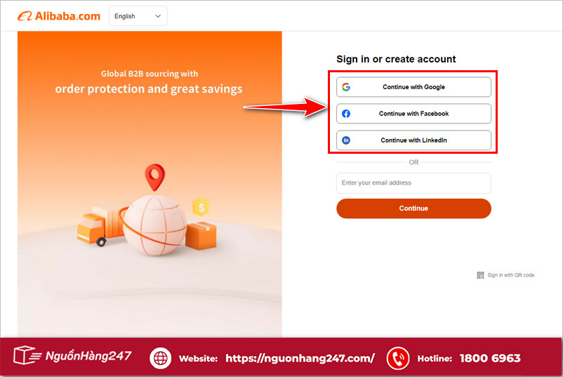 Chọn cách đăng ký tài khoản