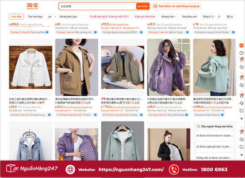 Shop nhập áo khoác Taobao nữ