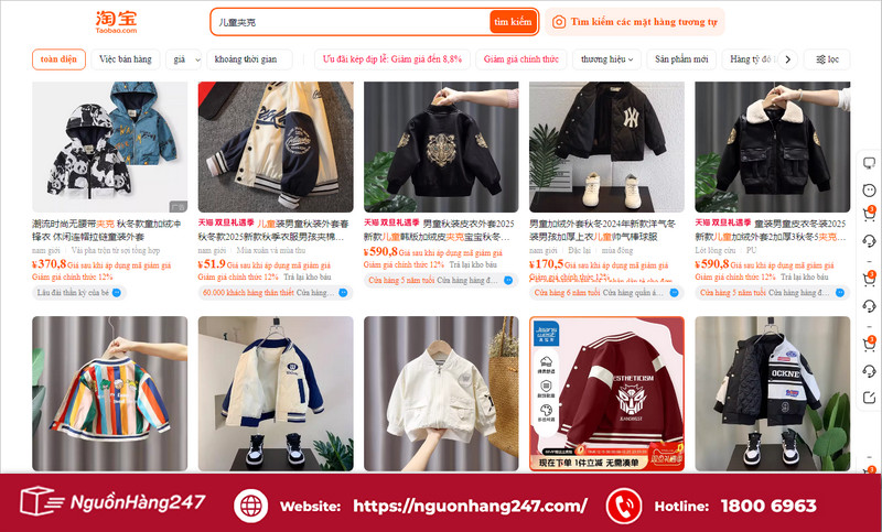 Shop nhập áo khoác Taobao trẻ em