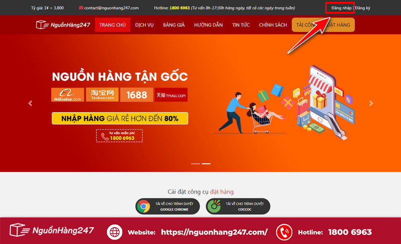 Nhấn vào ô đăng nhập