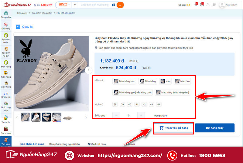 Mua hàng trên hệ thống 