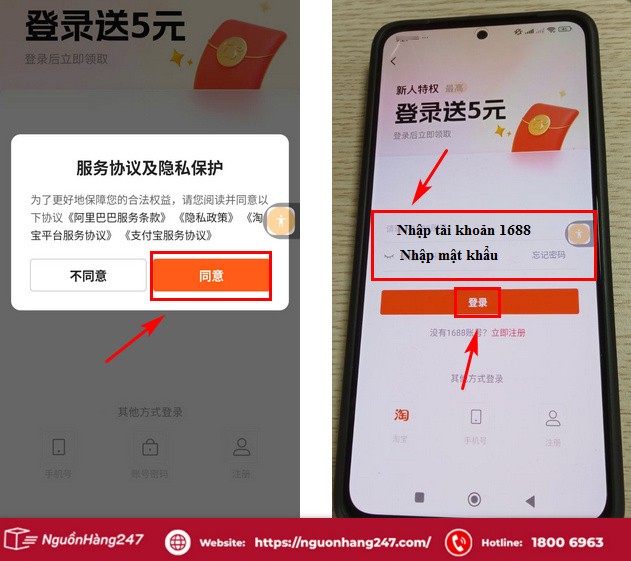 Nhập thông tin tài khoản 