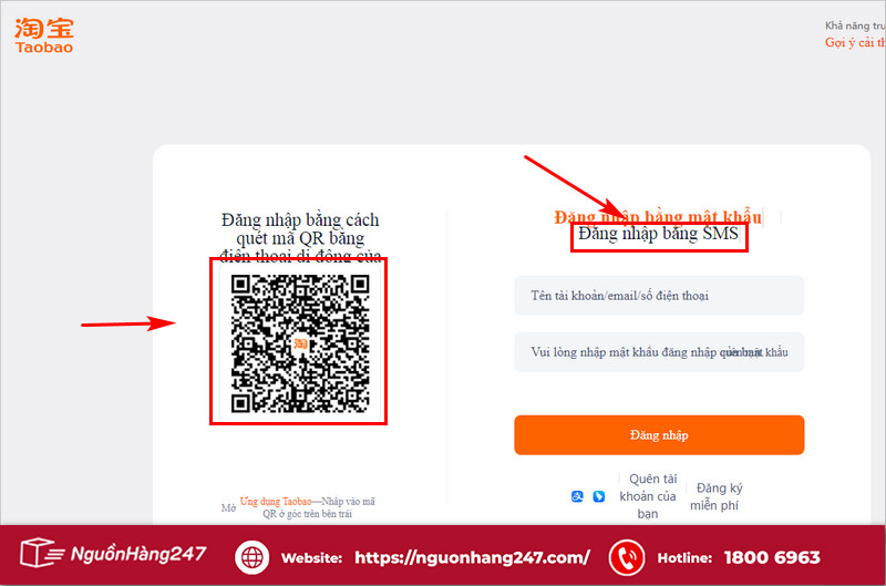 Các cách đăng nhập mua hàng Taobao khác